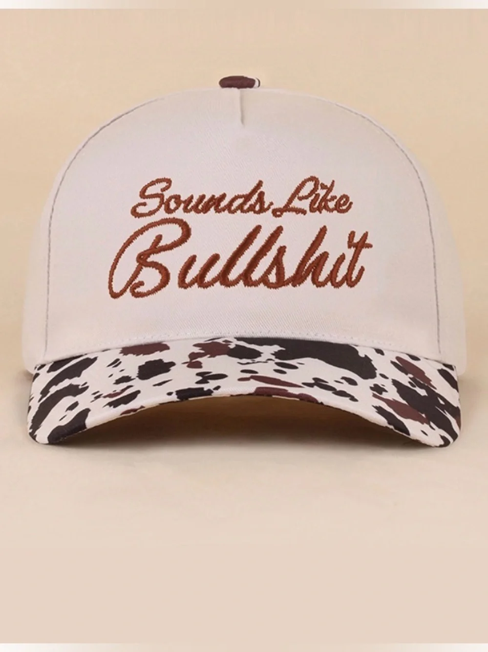 Zenana Sounds Like Bullsh*t Novelty Baseball Hat Cow Print